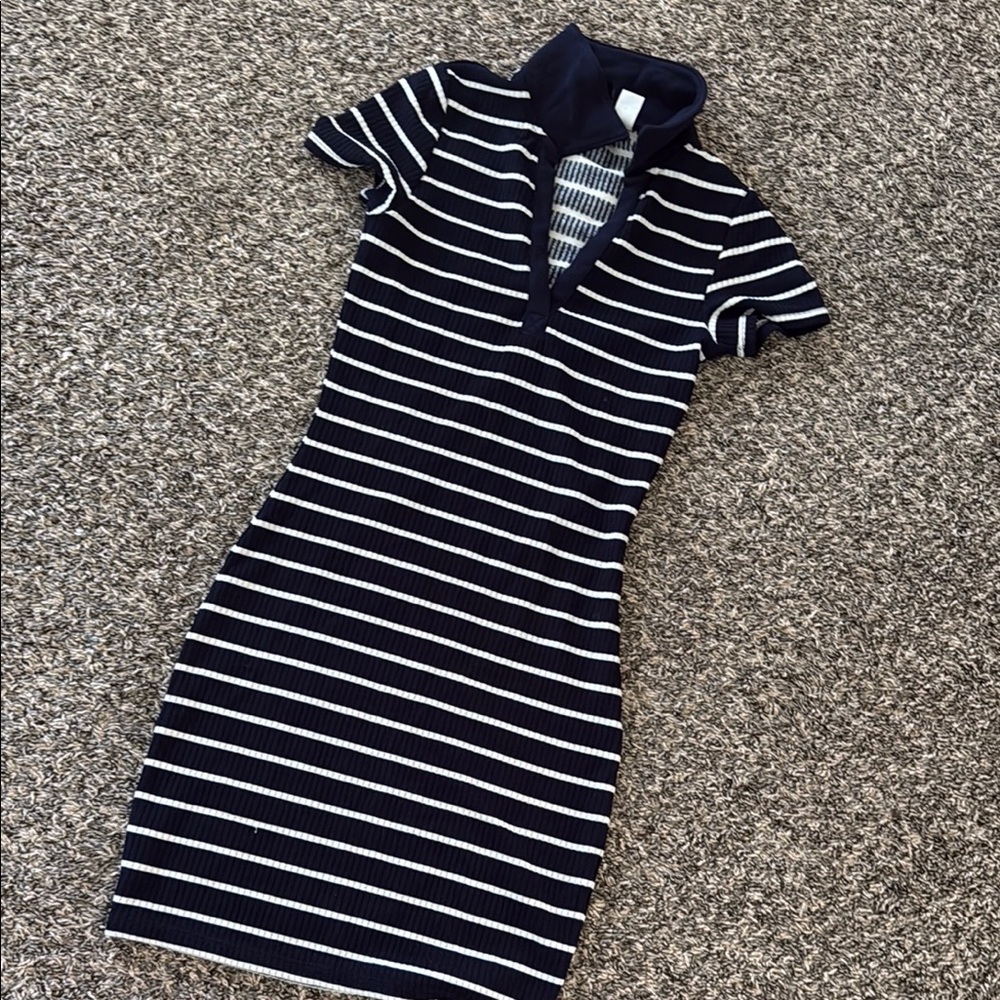 Navy Striped Polo Dress